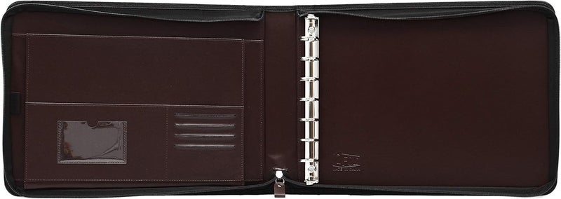 2Fold Zippered Business Checkbook Binder - 7 Ring Binder for Business Checks with Built-in Organizer and Card Case - PU Leather Portfolio for up to 600 3-Up Checks (Dark Brown) - Image 5